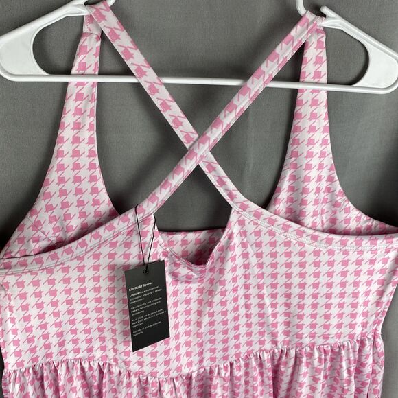 2 pc Womens XXL Pink Houndstooth Two-Piece Athletic Golf Tennis Dress & Shorts - Picture 8 of 16